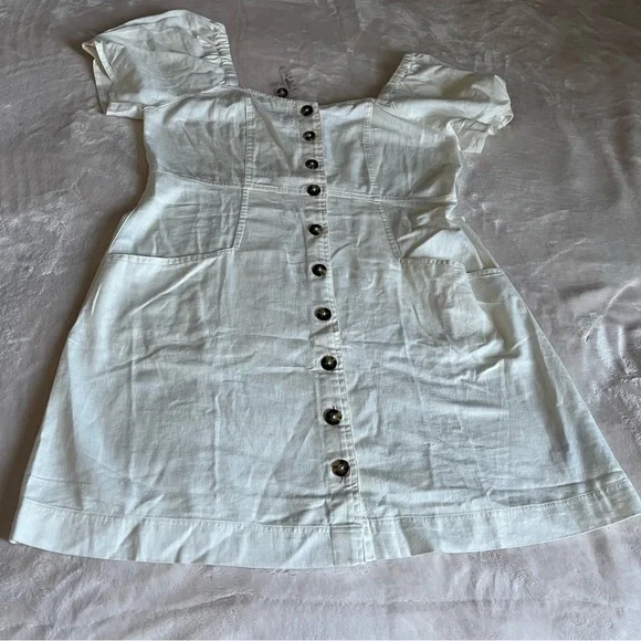 Sold! ❤️Madewell Linen-Cotton Puff-Sleeve Mini Dress - Picture 5 of 15